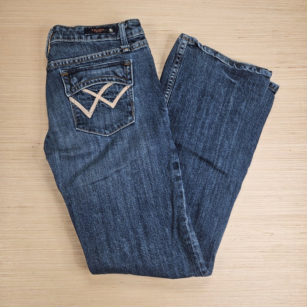 Y2K Vigoss Bootcut Jeans Womens 9 32x32 Blue Denim Stretch Low Rise P1091M